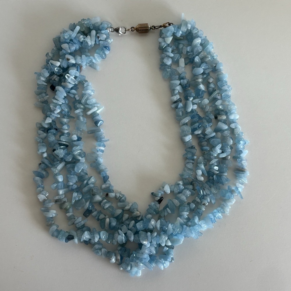 Jewelry TV Free-Form Aquamarine Chip Sterling Silver Necklace